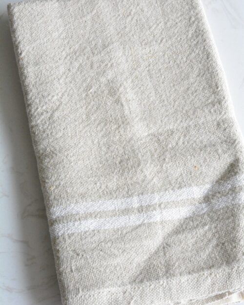 Linge à Vaisselle Lin Naturel Rayures Ivoire
